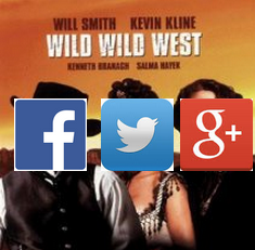 wild Wild West poster with Facebook, twitter, and google plus logos