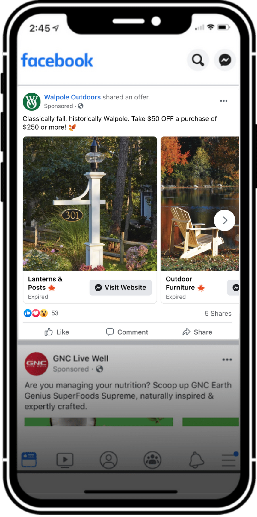 The Results page- ad example iphone fred fire