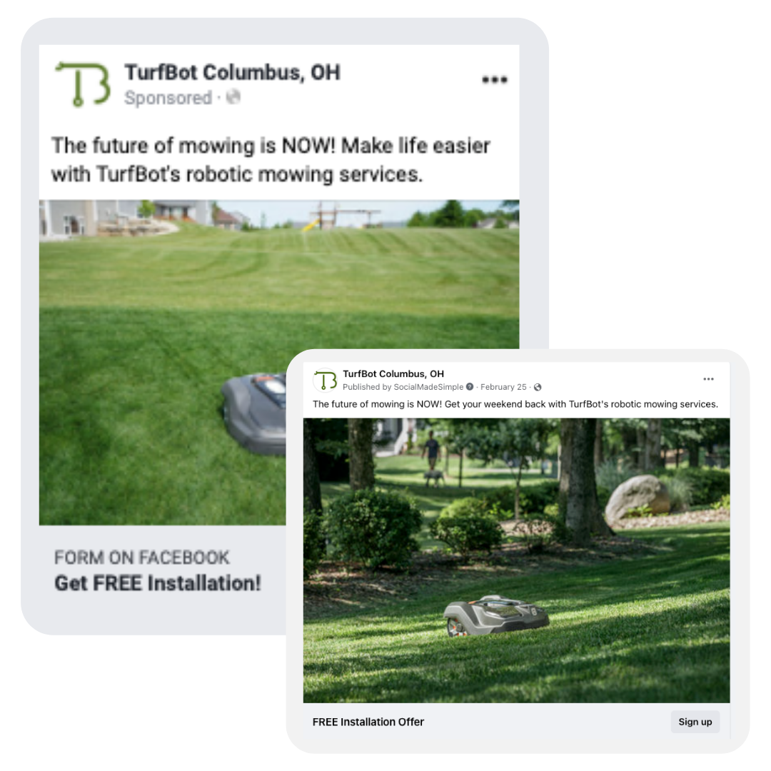 TurfBot Example ads TurfBot Example ads