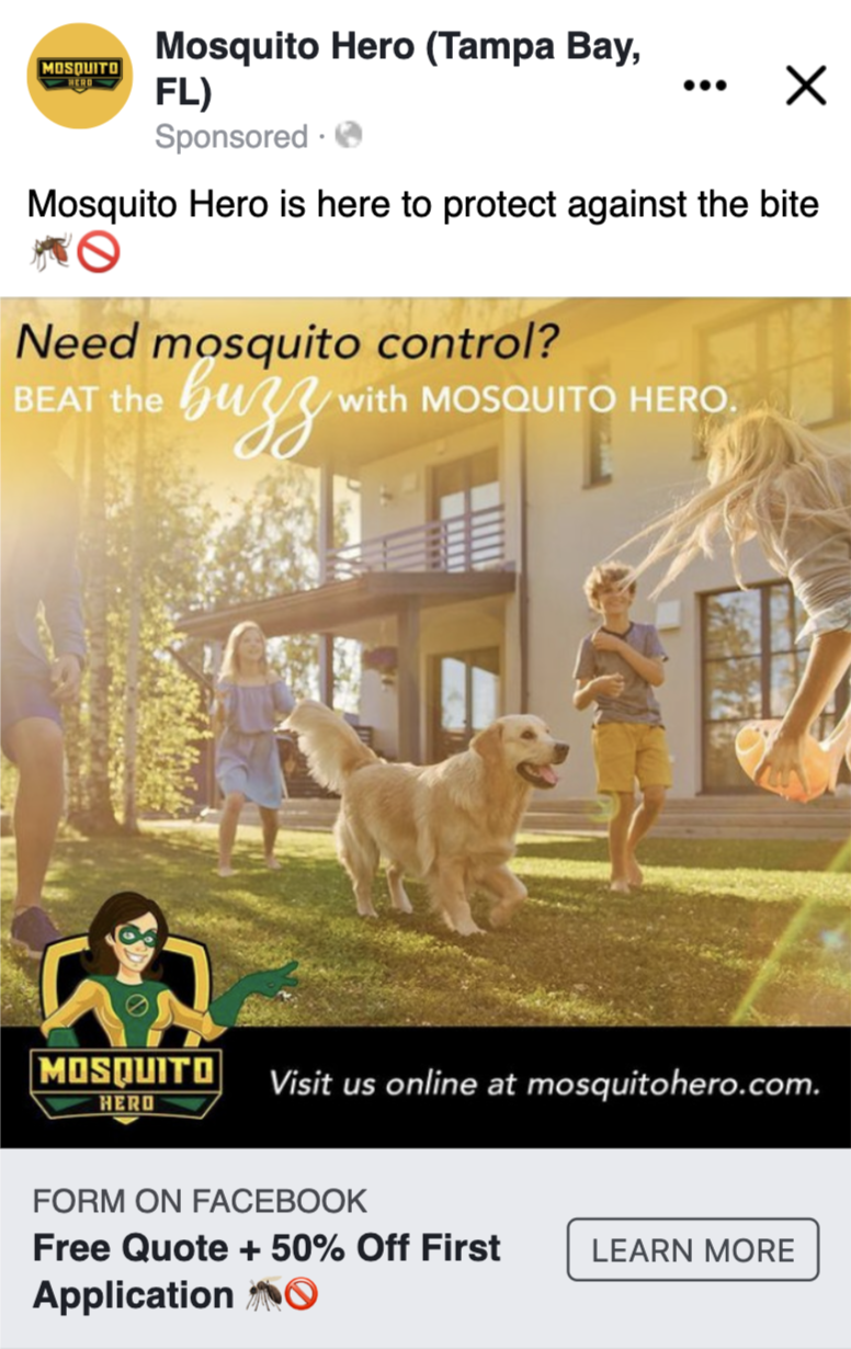 Mosquito Hero Facebook Ad Example