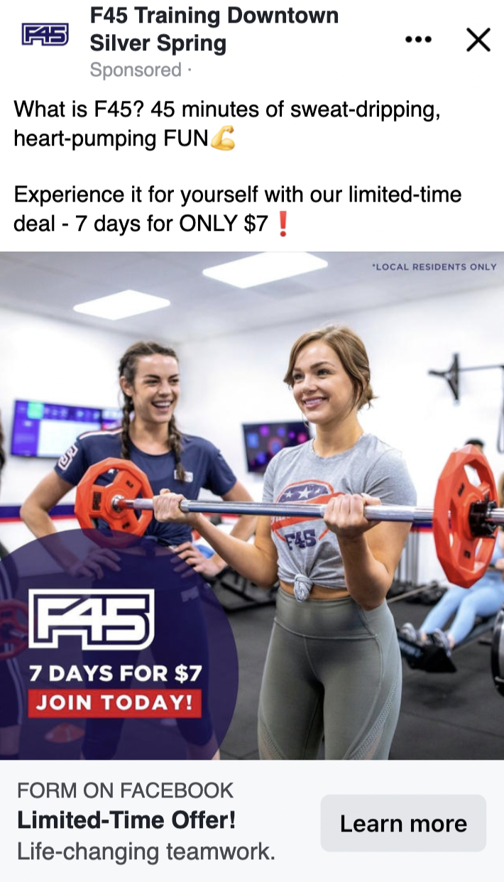 F45 Training Facebook Ads, f45 training, f45 training marketing, f45 marketing, f45 advertising