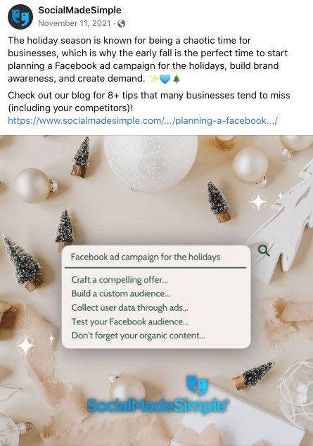 holiday social media content, social media content