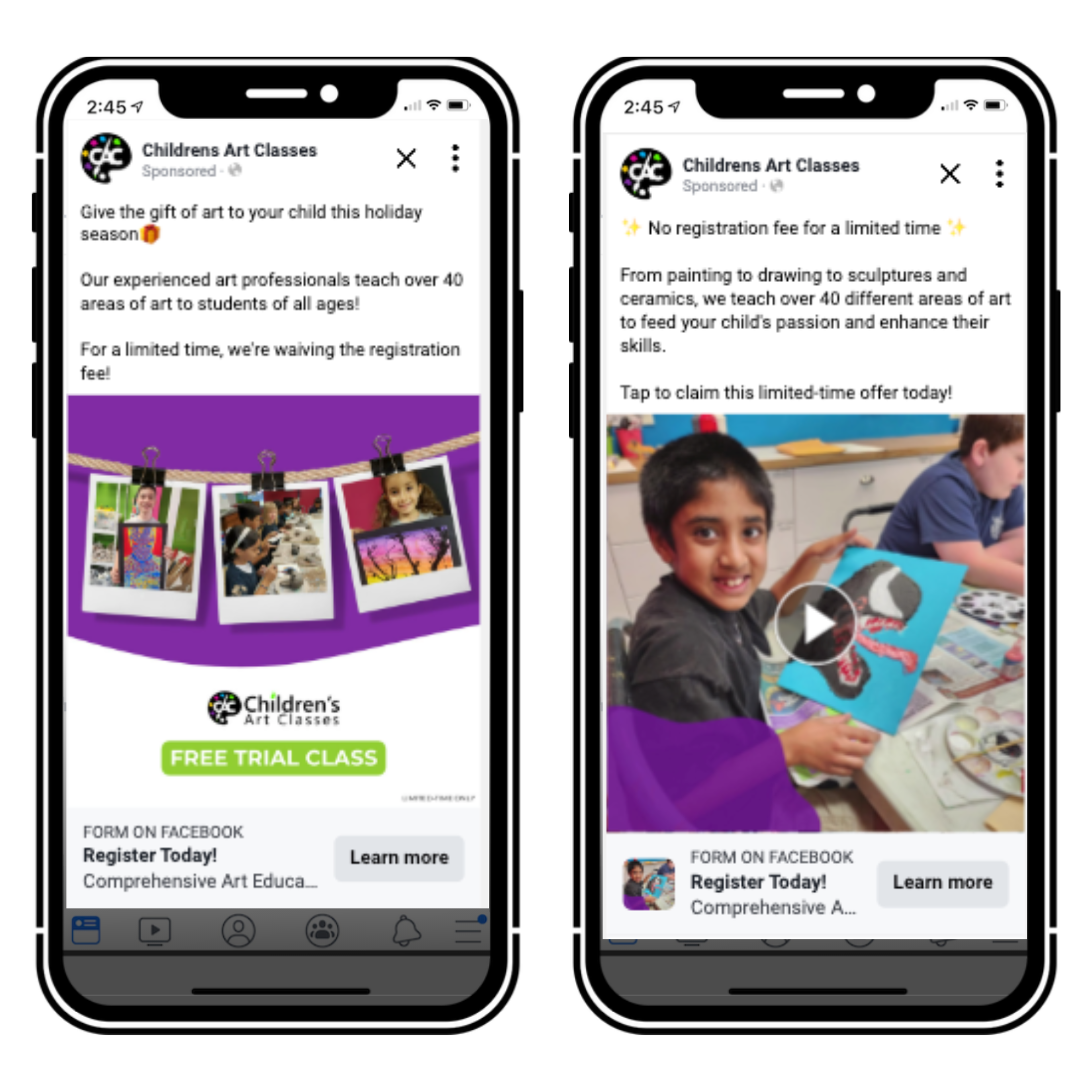 Children's Art Classes - Ad examples